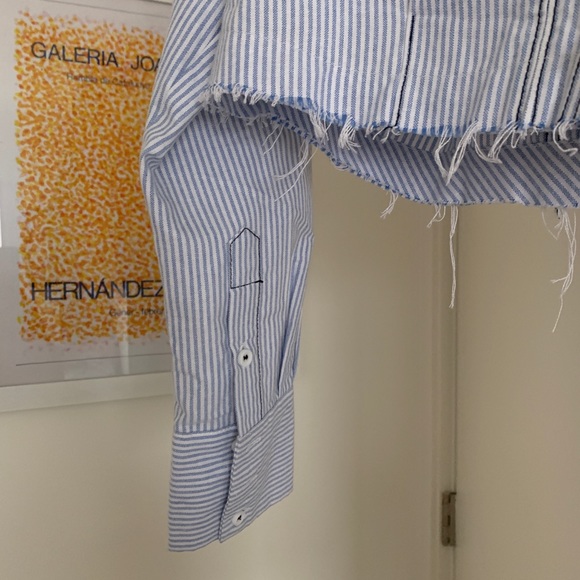 Free people pin stripe cut off button up - Picture 4 of 9